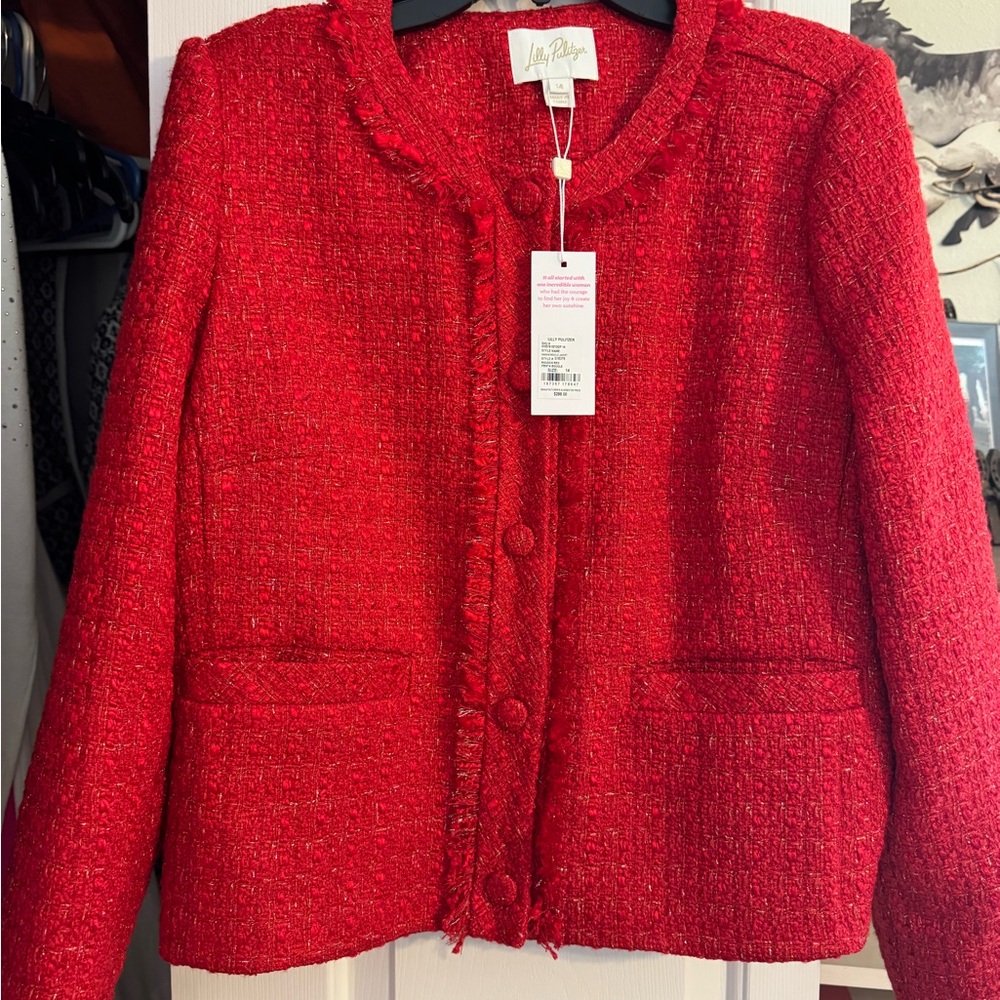 Lilly Pulitzer  Women's Red Boucle  Jacket size 14